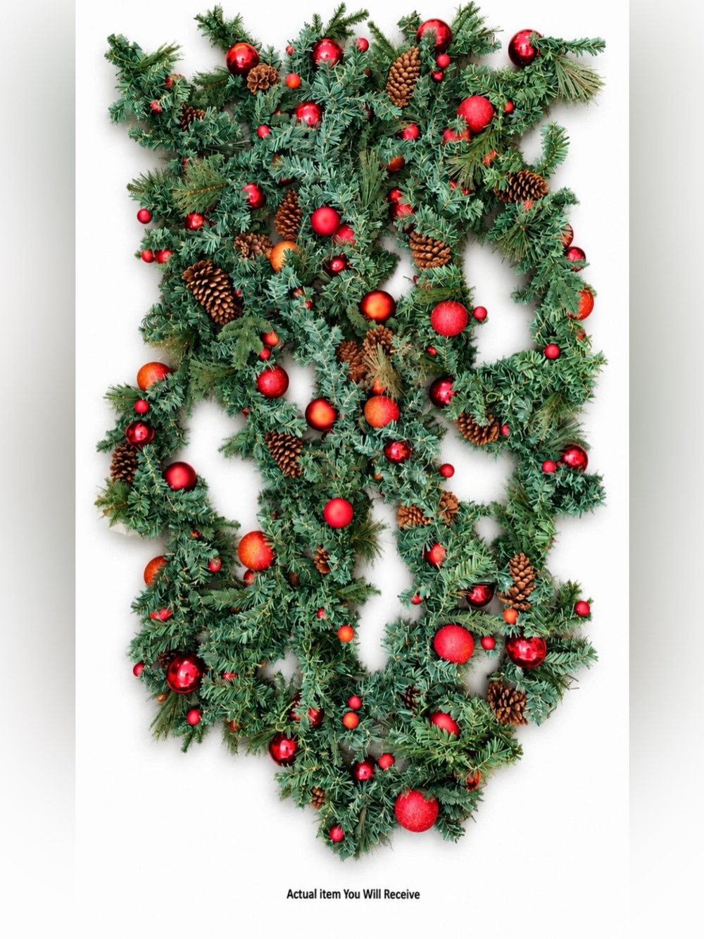 5 Christmas Garlands 6 Ft Each Red Gold Ornaments Pinecones Mixed Evergreen